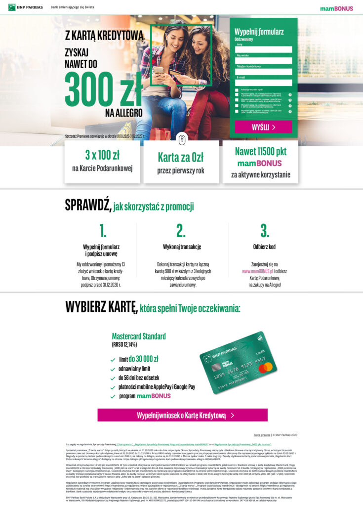 Projekt dedykowanego landingu kampanii leadowej